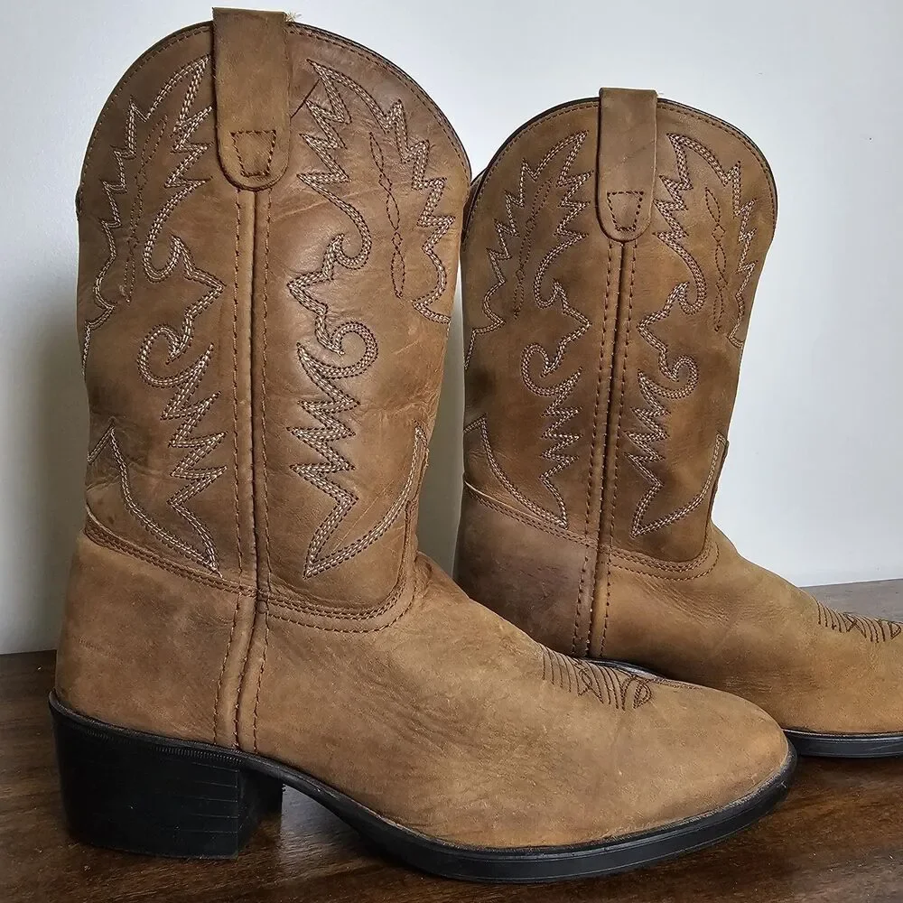 Dan Post Women’s Western Cowboy Boots Size 5 Caramel Leather Embroidered